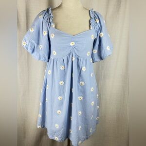 &merci Women’s Blue Daisy 🌼 Mini Spring Dress in Size Medium
